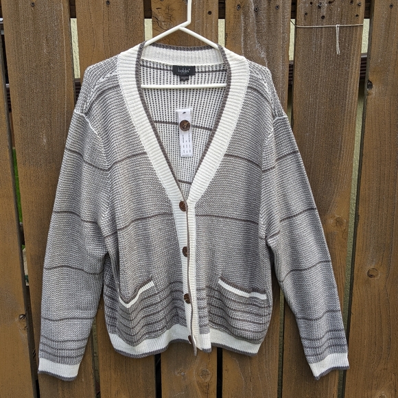 Belldini Black Label Plus Size Striped Button Front Cardigan Sweater Sz.… - Picture 2 of 9